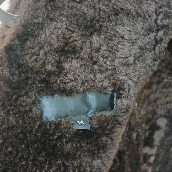 Vintage Brown Suede Shearling Coat With Removable Hood Size Medium - Picture 9 of 11